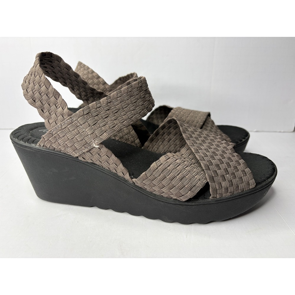 Dexflex Sport Womens Woven Elastic Platform Wedge Sandals Taupe Brown Size‎ 9